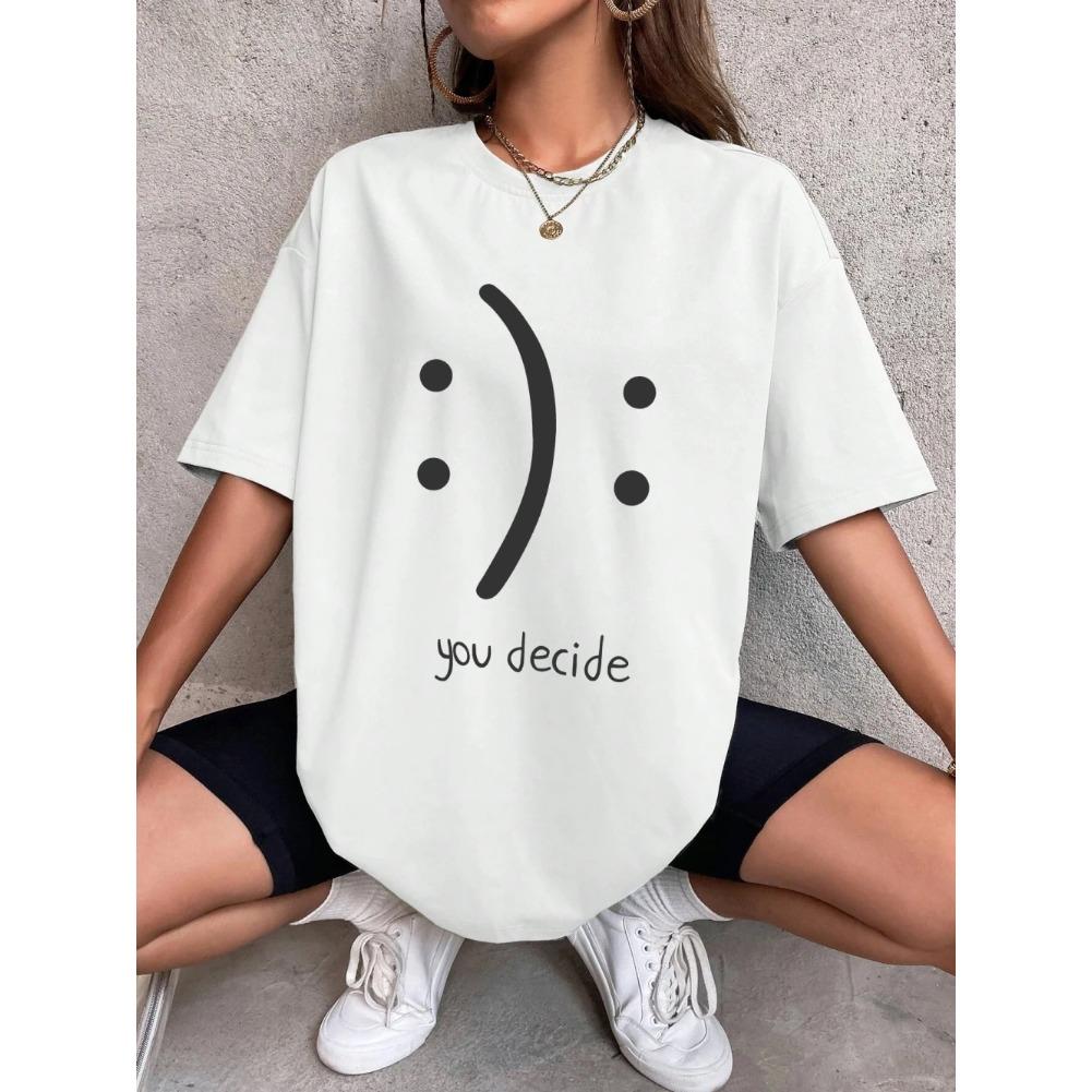 It'S Okay You Decide On It Cotton Print Women T-Shirt Harajuku Loose T-Shirts Hip Hop Casual Tshirt Creativity Fashion T-Shirt