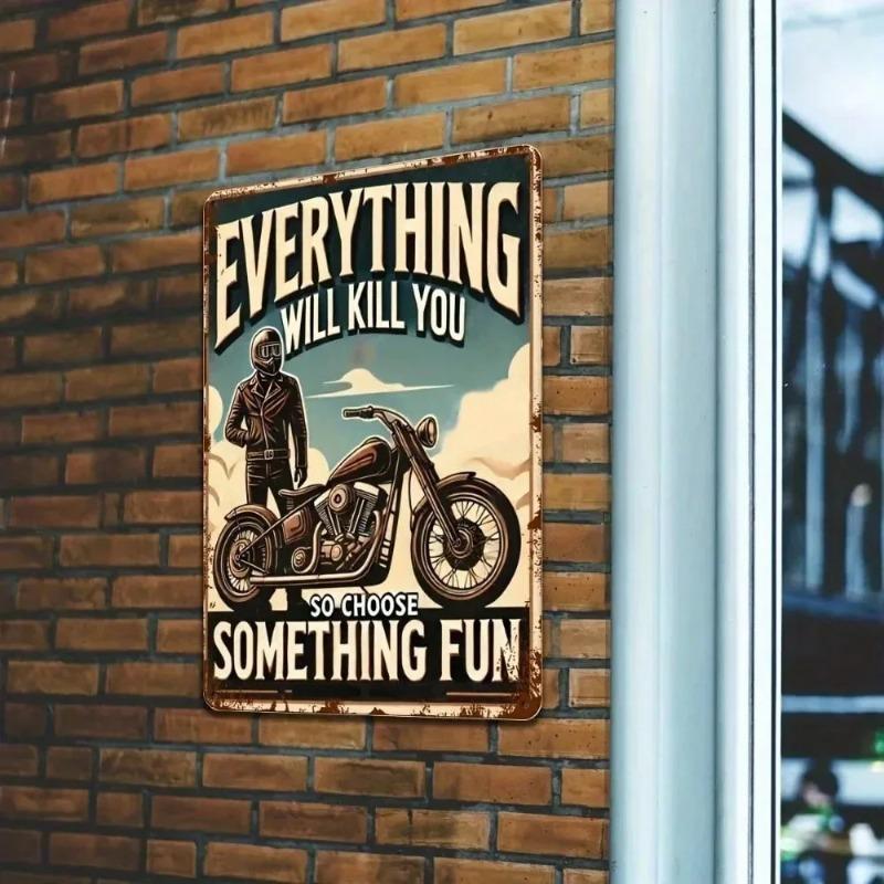 Vintage Motorcycle Tin Sign Garage Bar Cafe Wall Art Decor 8x12 Inches