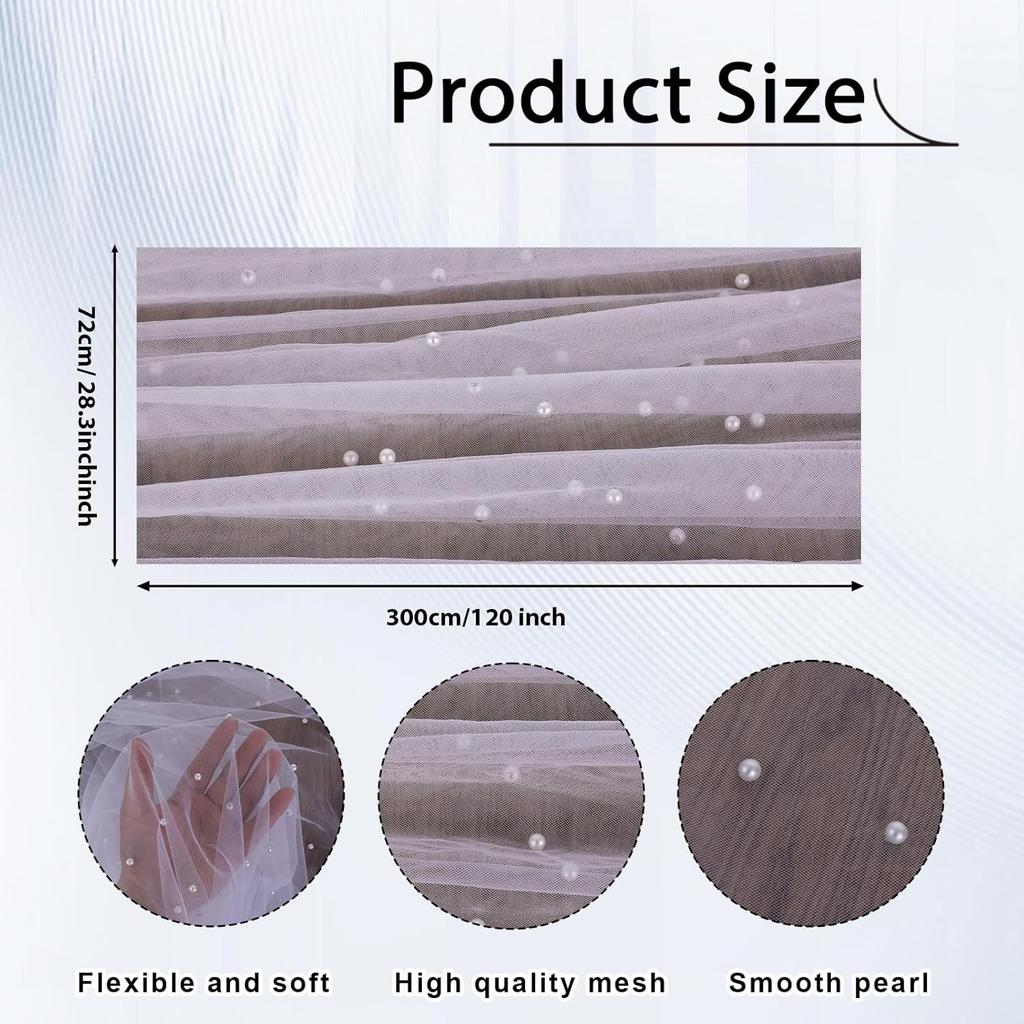 10 Ft Pearl Table Runner White Tulle Table Cloth Wedding Veil Valentine's Day Decor Sequin Lace Dessert Tablecloth Diamonds Party Decorations Doilies