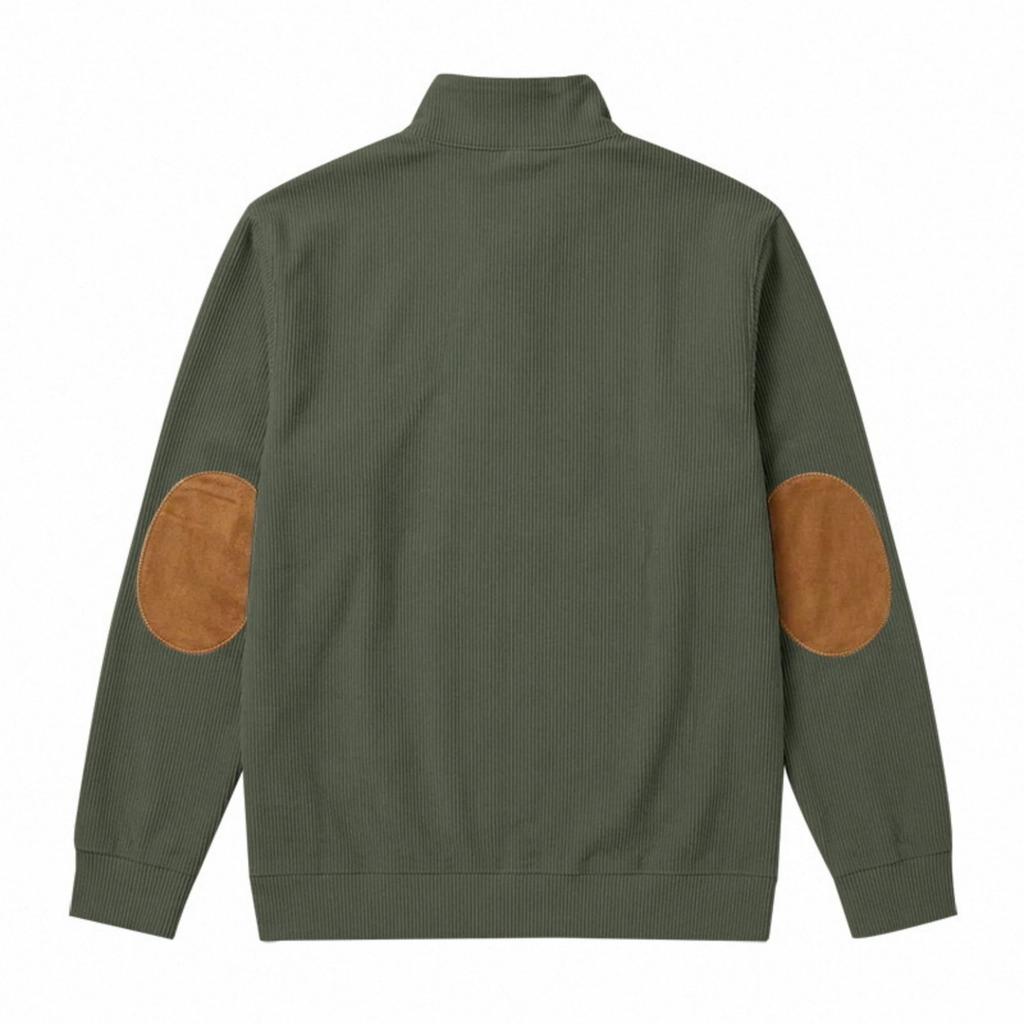 Men's Half-Zip Hooded Long Sleeve Loose Fit Sweatshirt with Paneled Stitching