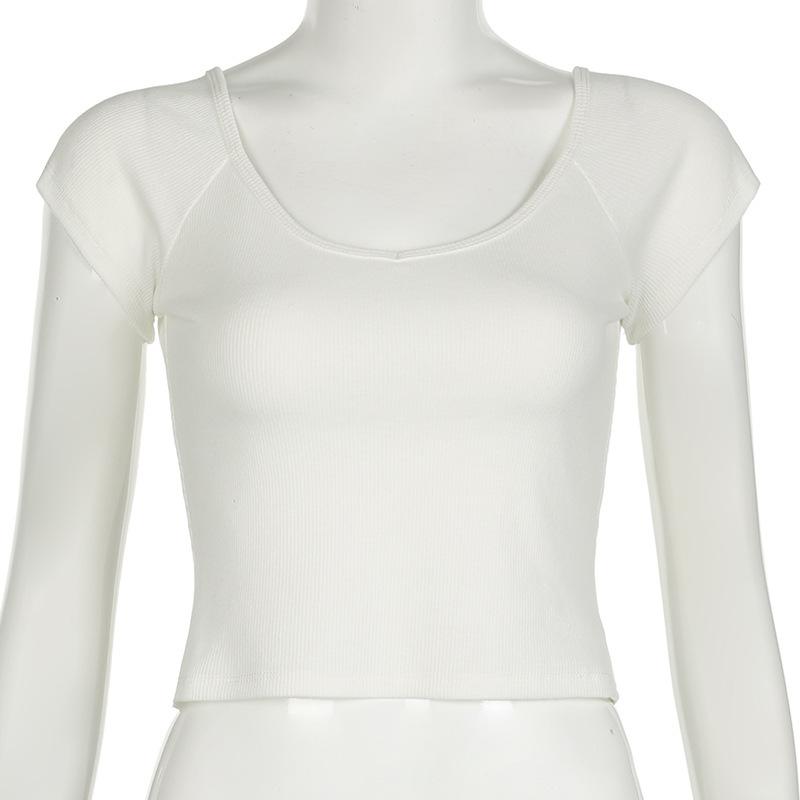 European and American Summer Retro U-neck Backless Slim Fit Short Top