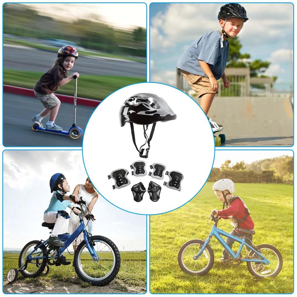 7Pcs/Set Roller Skating Kids Boy Girl Safety Helmet Knee Elbow Pad Sets Protection  for Skateboard/Bike/Skating/Cycling