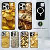 Money Gold Art Phone Case For iPhone17,16,15,14,13,12,11 Plus,Pro Magnetic For Magsafe Wireless Charging