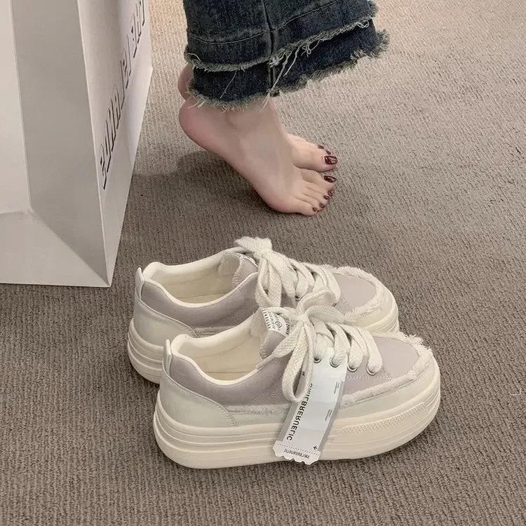 

Platform Sneakers 2026 Autumn New Versatile Elevated Casual Canvas Shoes Women s Spring Women Shoes Med (3cm-5cm) Adult 40 фіолетовий