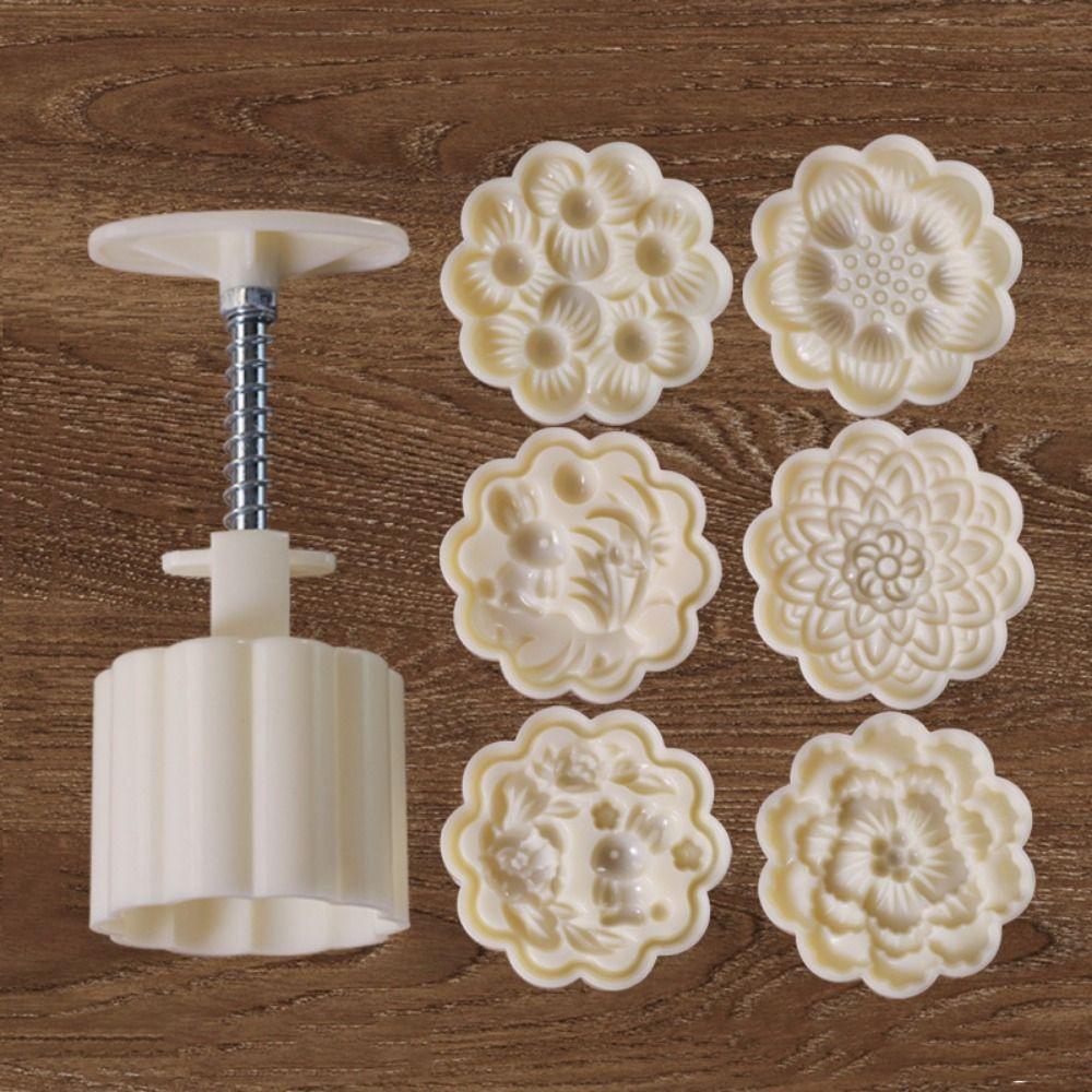 Creative Moon Cake Mold Flower Shaped Cookie Stamp Mold Mid-Autumn Festival Supplise  Dessert