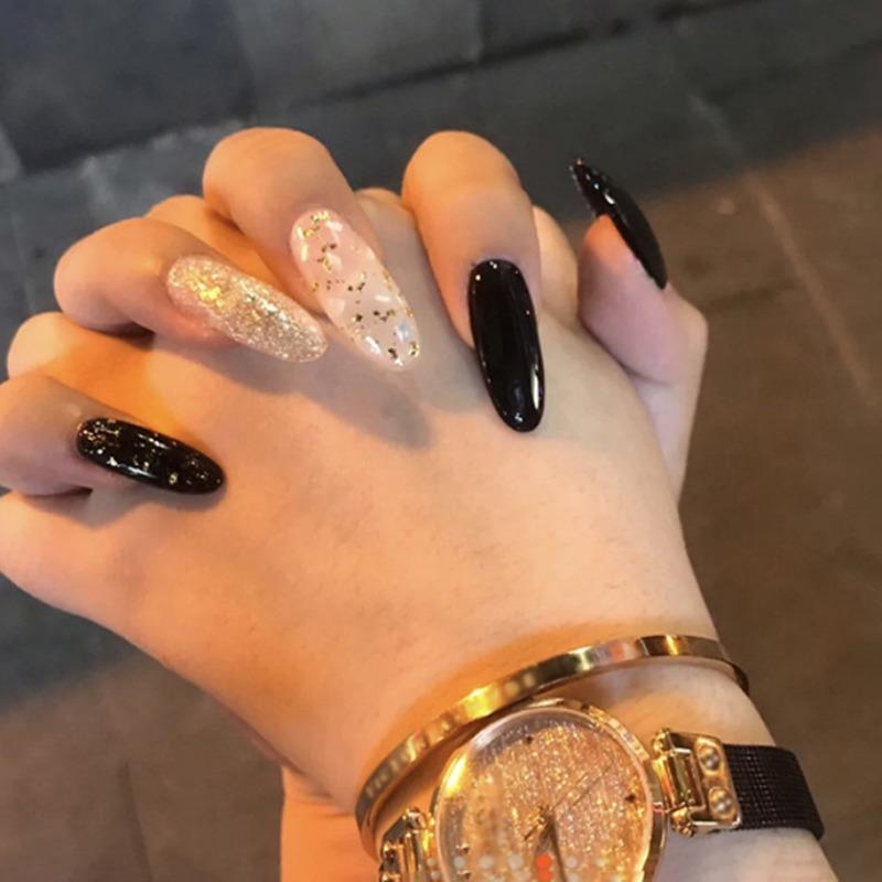 14 stücke/blatt Drücken Sie auf Nagel Glitter Pulver Nagel Aufkleber Fertig Maniküre Schnell Nial