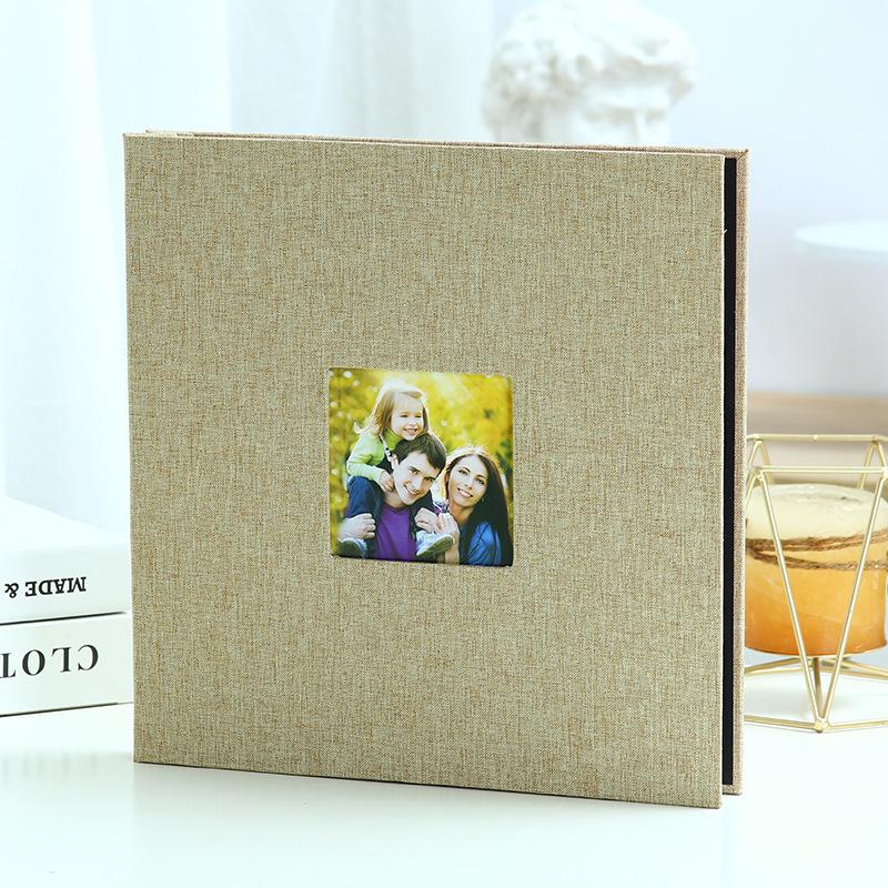 1PC Álbum de Fotos Laminado Autoadesivo Superfície de Linho Família DIY Colado Feito à Mão Álbum de Selos Artigos Domésticos
