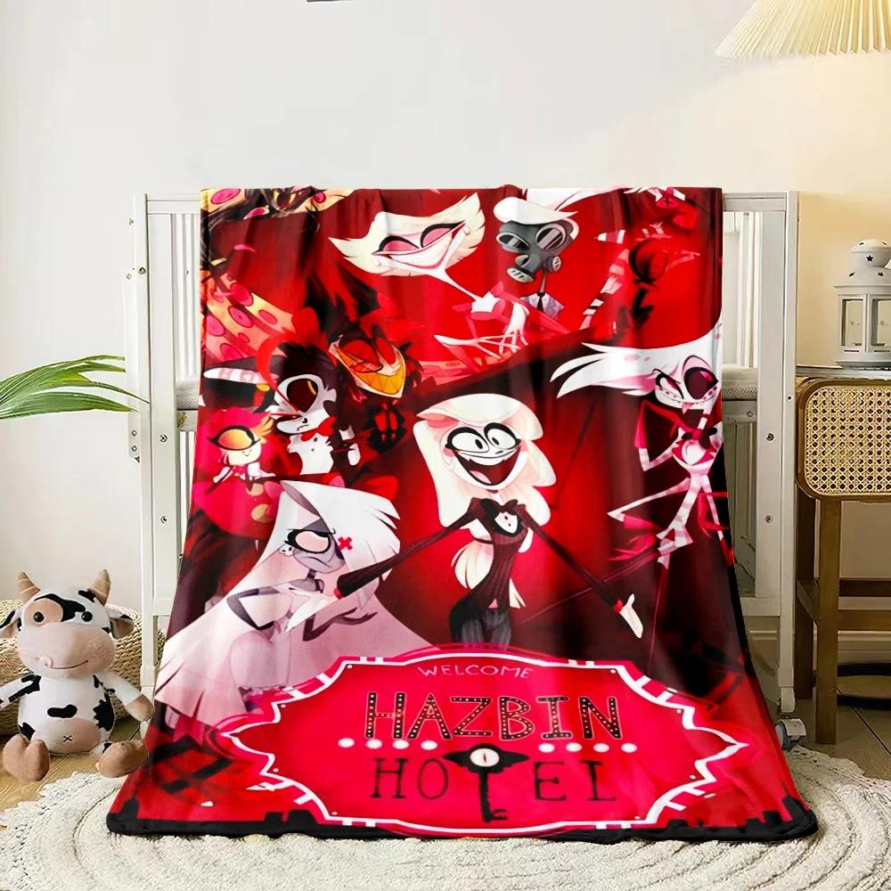 Hazbin Hotel Cartoon Printed  Blanket,Lightweight Flannel Throw for Sofa, Bed, Travel, Camping, Livingroom, Office, Couch,Chair