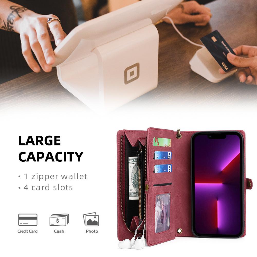 Geeignet für 15PROMAX Klapphandy Schutzhülle 14 Einsteck-Handy Lederhülle Brieftaschen-Handyhülle