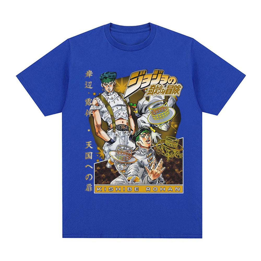 Anime Jojo Bizarre Adventure Rohan Kishibe T-Shirts Unisex Damen Sommer Freizeit Baumwolle Neu Kurze Ärmel Übergroßes Oberteil Streetwear