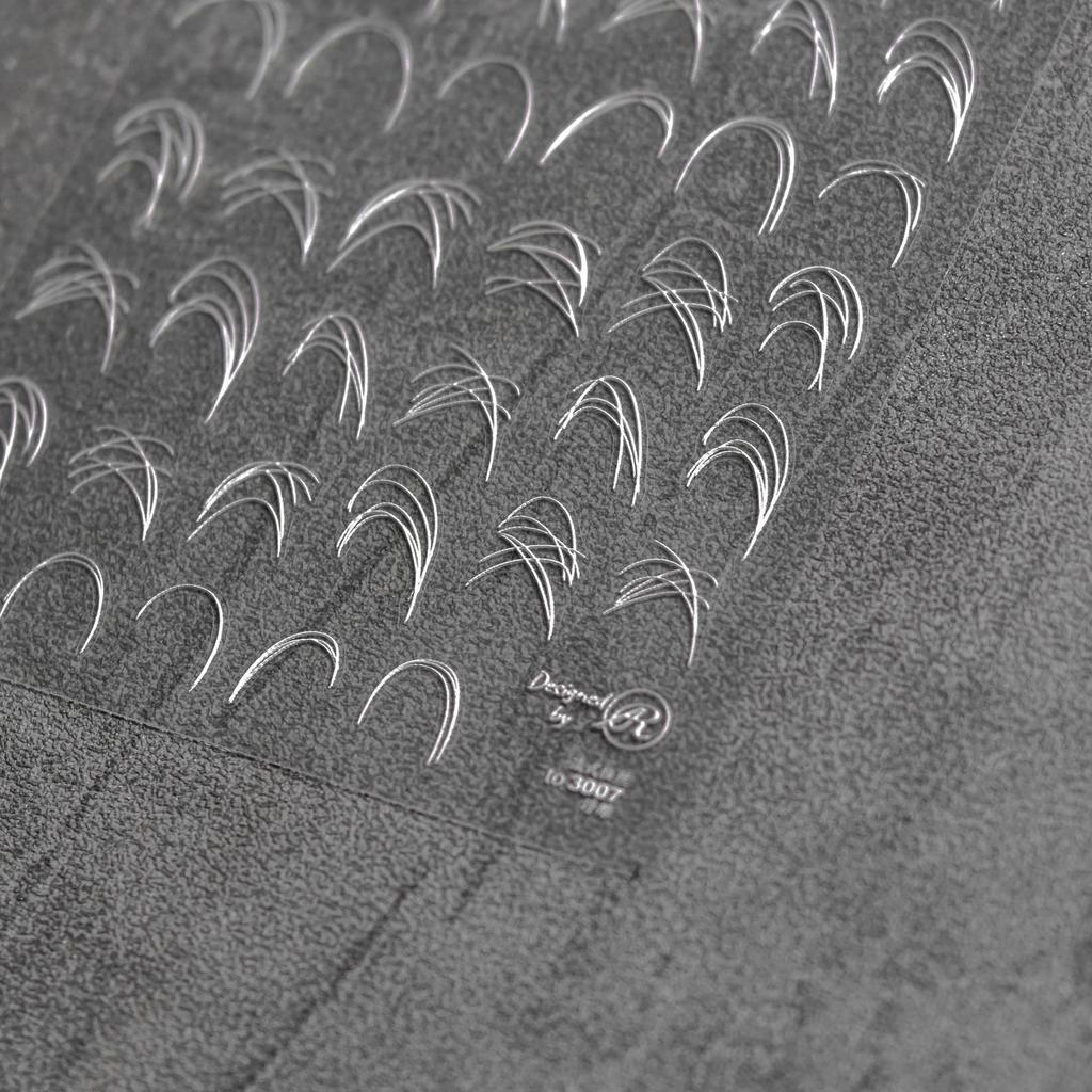 Abstract Silver 5D Nail Art Sticker Elegant French Curve Asymmetric Line Fragments Modern Artistic Self Adhesive Manicure Decal