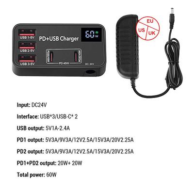 Ładowarka przenośna PD USB typu C PD+QC Wielofunkcyjny wyświetlacz Inteligentna ładowarka USBC PD Szybka ładowarka