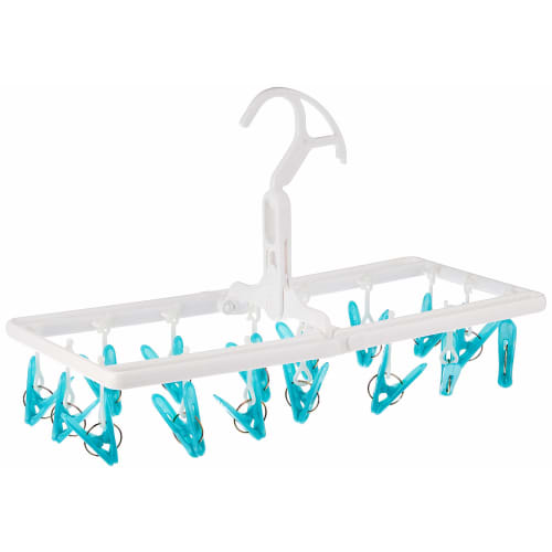 Aisen Industrial Mini Square Hanger for Indoor Drying, with 16 Clothes Clips, Blue, 40 x 19.5 x 19.5 cm