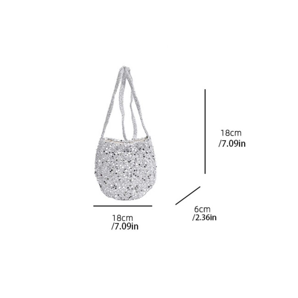 Portable Blingbling Sequin Crossbody Bag Cute Heart Canvas Shoulder Bag Handbag Large Capacity Cloth Messenger Bag Travel