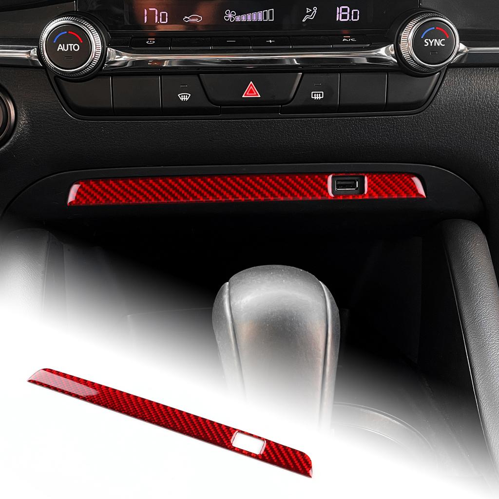 Interieuraufkleber im Carbonfaser-Stil für Mazda 3 Axela 2019-2025 LHD RHD Mittelkonsolen-USB-Rahmen Aufkleber