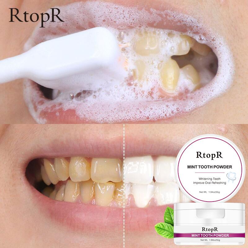 RtopR Teeth Whitening Powder Gentle Activated Mint Extract Teeth Whitening Natural Teeth Bleaching