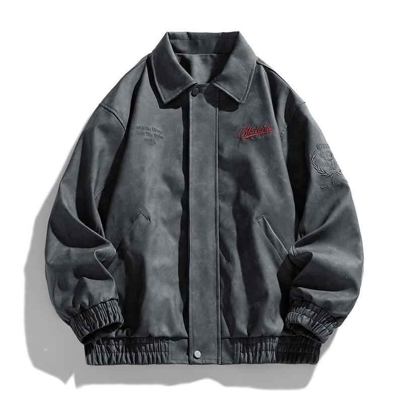 New Fattened Plus Size Leather Jacket Men's PU Leather Tooling Large Size Leather Jacket Men's Stand-Up Collar Locomotive Douyin Cross