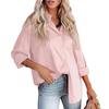 GMXIA Women's Fashion Casual Summer Leopard Print Long Sleeve POLO Neck Blouses & Shirts