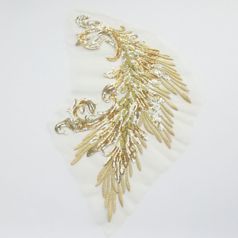 

Вышитые нашивки Швейные аксессуары Перья Пайетки Кружево Рукоделие Хвост Феникса Сделай сам Пайетки Нашивки right золотой