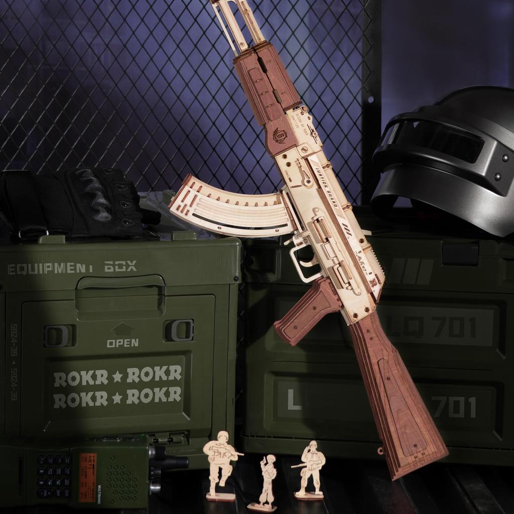 3D Flying Wooden Puzzle Rubber Band Gun Toy Gun Rubber Band Rifle with Japanese Instructions Tsukurundesu® (Rifle 2)