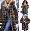 Womens Faux  Winter Jacket  Hooded Coat Fishtail Long Sleeves Overcoat