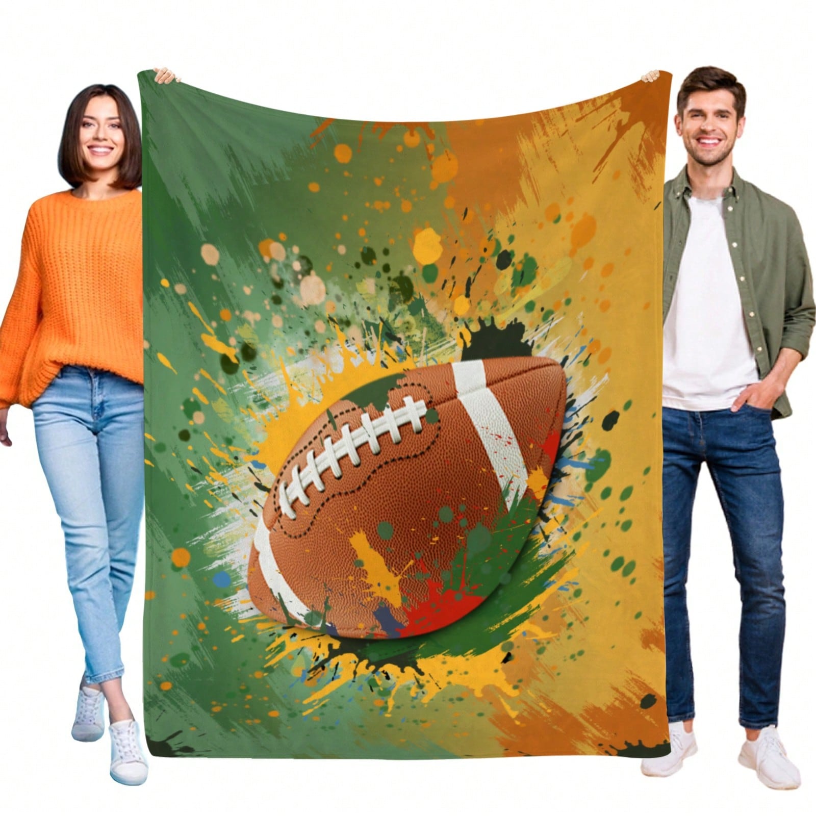 

Rugby graffiti design Flannel printed blanket suitable for all seasons suitable for living room office sofa and travel 180x250CM 75x100cm
