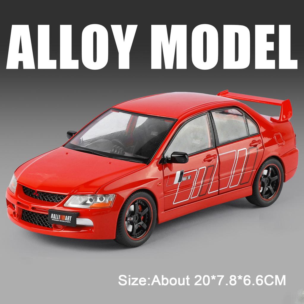 1:24 Lancer Evolution IX Car Model Toy Sound Light Doors Opened Shock Absorption Supercar Models Toys for Kids' Edutainment