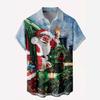 Christmas Short-sleeved Collared Shirt, Men's Holiday Vacation Top