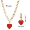 Elegant Heart Pendant Necklace Women Charm Necklace with Chunky Chain Fashion Heart Drop Earrings for Various Occasion