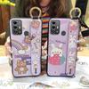 Kickstand Fashion Design Phone Case For ZTE Blade A53 Pro Cartoon Back Cover Shockproof Wrist Strap Anti-dust Wristband