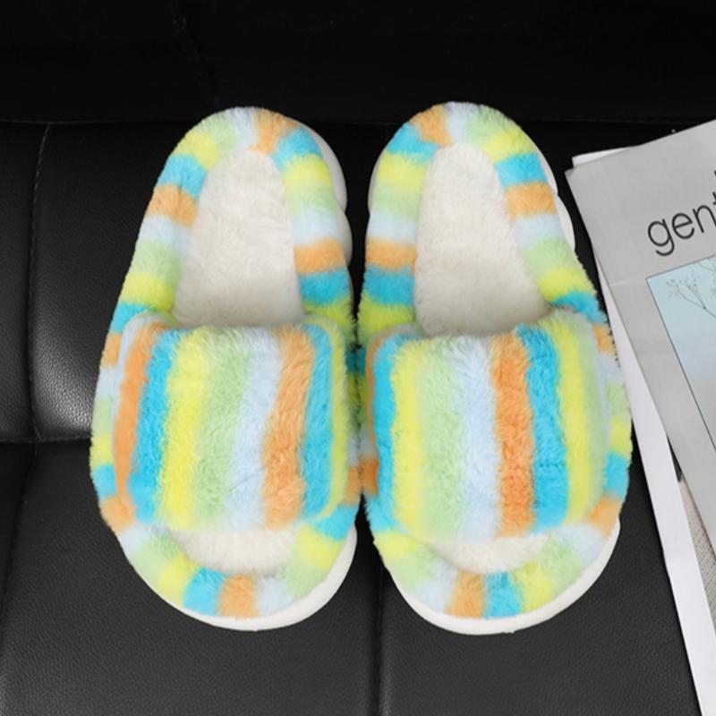 Thick Soled Woolen Slippers for Women In Autumn and Winter, Cotton Slippers for Indoor and Outdoor Wear, Plush Slippers