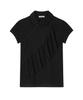Beoteoni Shirring Collar Short Sleeve Shirt (Black)