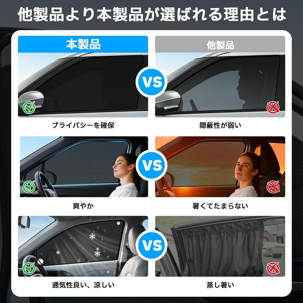 BLUESEATEC Mesh Curtains for Toyota Corolla Cross 10 Series Magnetic Side Easy Installation and Driver and Passenger Storage Bag 2 Pieces - Sunshade,