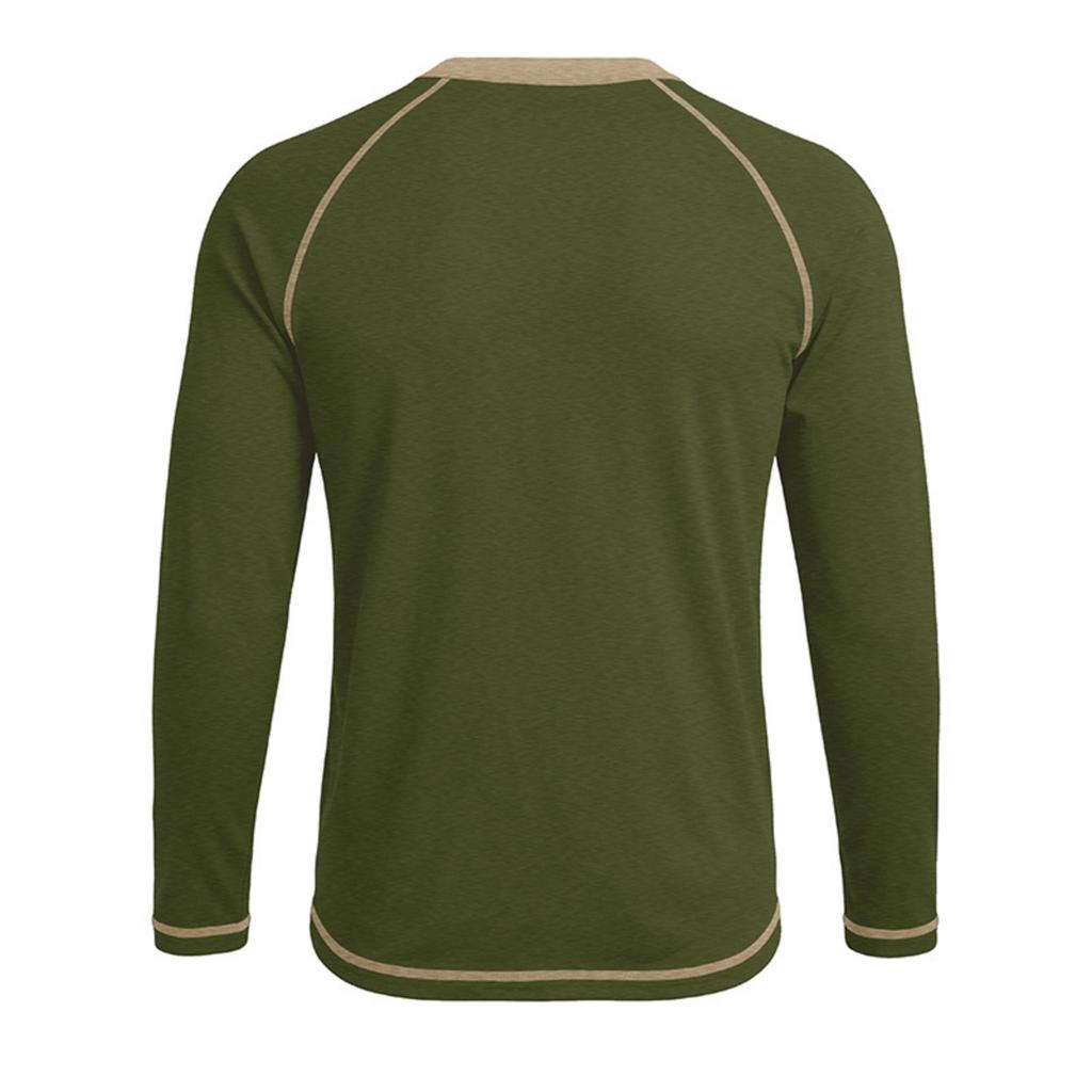 Men's Long Sleeve Crew Neck Casual T Shirt Color Block Stitching Detail Pullover Top Lightweight Comfortable Fit