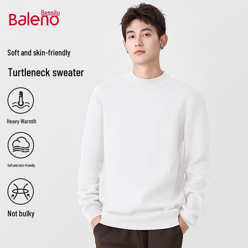 Baleno Men's Loose Fit Warm Semi-High Neck Knit Sweater