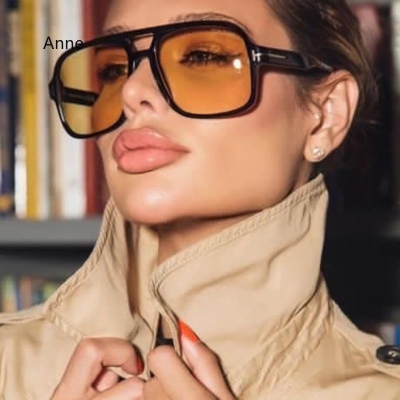Retro Tortoiseshell Pilot Sunglasses Women  Designer  Oversized Shades Eyewear Driving Double Bridge Men T Sun Glasses