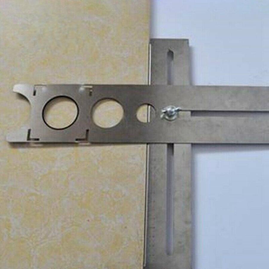 1 bucă riglă de localizare a găurilor pentru plăci ceramice, instrument de mână reglabil pentru perforare, pentru lucrări decorate în casă, riglă multifuncțională