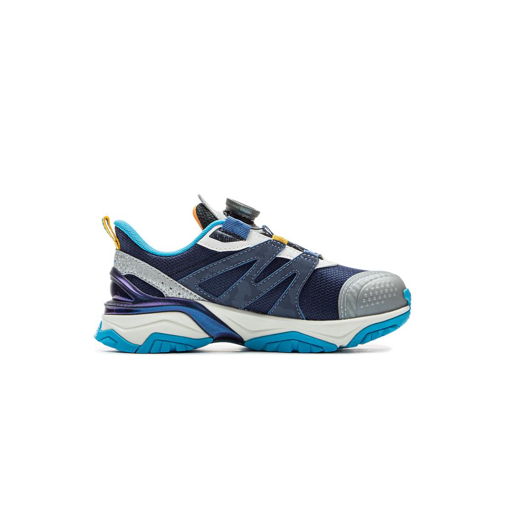 Li Ning Kids Sports Lifestyle Series Comfortable Durable Rebound Support Low-Top Casual Shoes Kids Casual Shoes Silver Deep-Blue White YKNV016-1