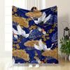 Cranes Plum Blossoms Clouds Print Flannel Blanket Bedroom Blanket for Livingroom Couch Lunch Break Soft Throw for Friend's Festival Gift