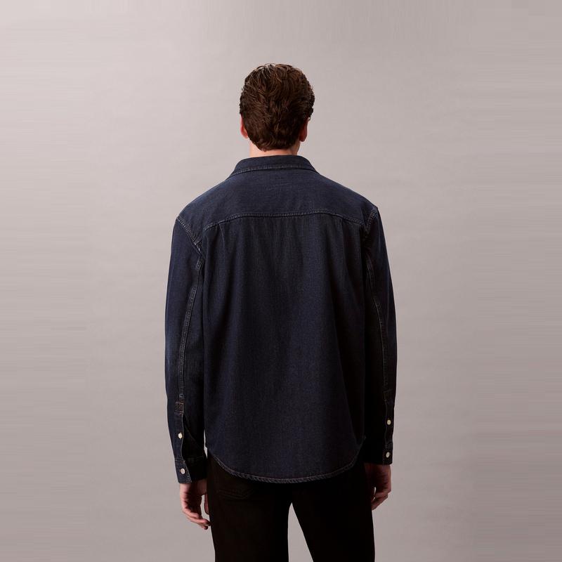 Calvin Klein American Vintage Label Patch Pocket Cotton Denim Shirt Men shirts 4RD709G