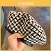 Houndstooth Beret Classic Womens Flat Top Hat In Black Summer Edition