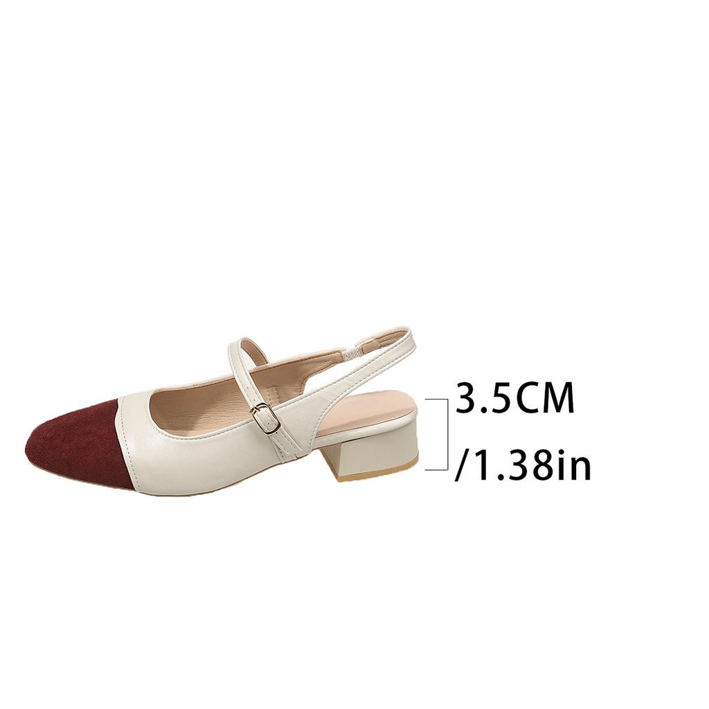 New 2025 Summer Women's Sandals Elegant Medium Heel Toe Mules Comfortable Office Women's Shoes Buckle Heels Women
