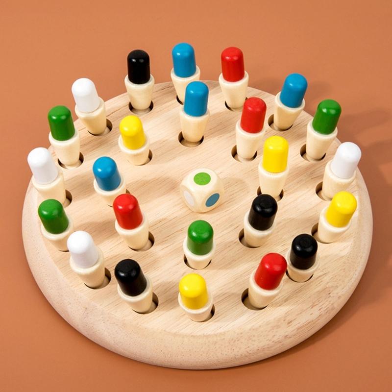Wooden Memory Matching Game Concentration Training Educational Toy Early Education Color Memory Chess for Kids