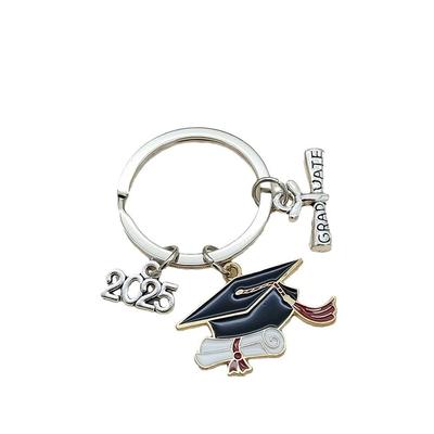 10Pcs 2025 Graduation Gown Cap Keychain Ring Student Women Jewelry Personalized Accessories  Pendant Memorial Gifts