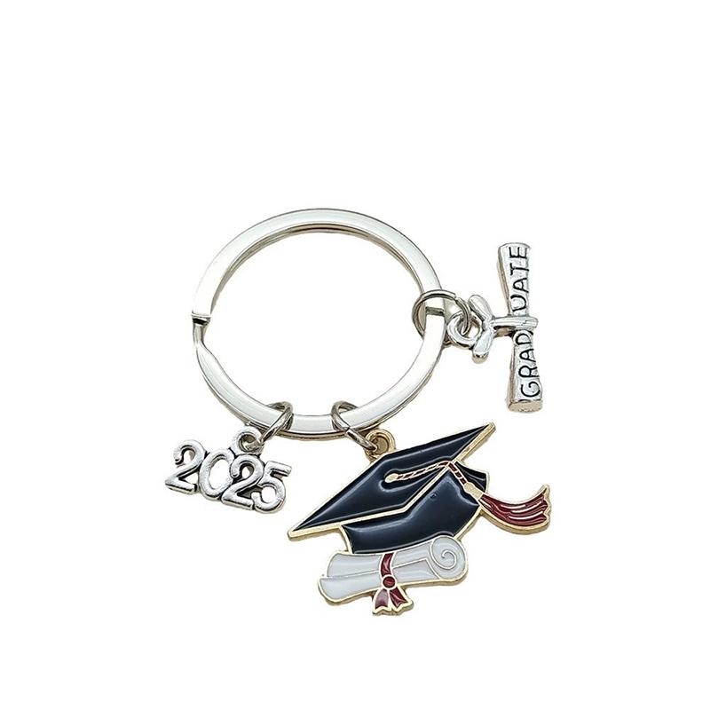 10Pcs 2025 Graduation Gown Cap Keychain Ring Student Women Jewelry Personalized Accessories  Pendant Memorial Gifts
