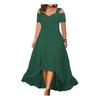 Abito estivo sexy con spalle scoperte Scollo a V svasato Orlo ampio Slim Fit Elegante donna Plus Size Abito lungo solido Abbigliamento da festa casual