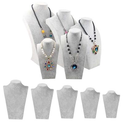 Gray Velvet Necklace Pendant Display Bust Mannequin Stand Holder W 235 X H 390mm