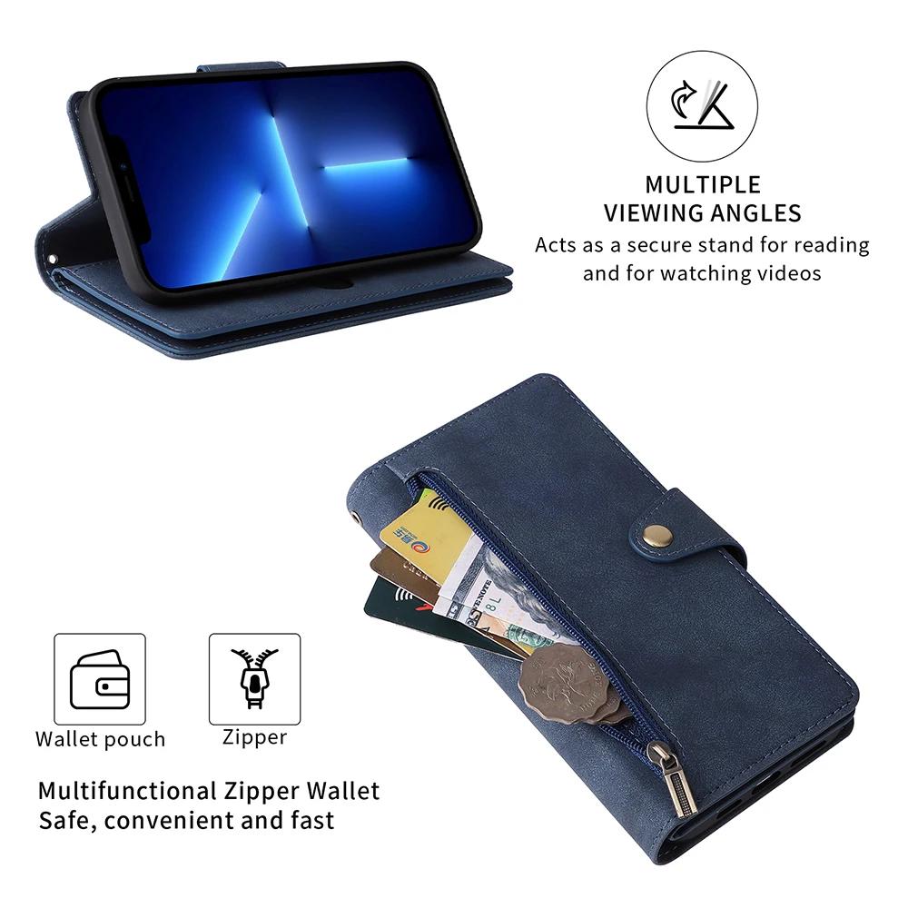For Oneplus Nord 2 5G N10 N100 N20 N200 N300 Wallet Zipper Multi-card Leather Case 1+ 10 Pro 5G 9 Pro 8 7 7T Pro Phone Cover
