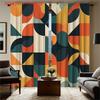 Abstrakte Geometrische Vorhänge Moderne Kunst Fenstergardinen Zeitgenössisches Design Heimdekoration Mid-Century-Thema Wohnzimmer