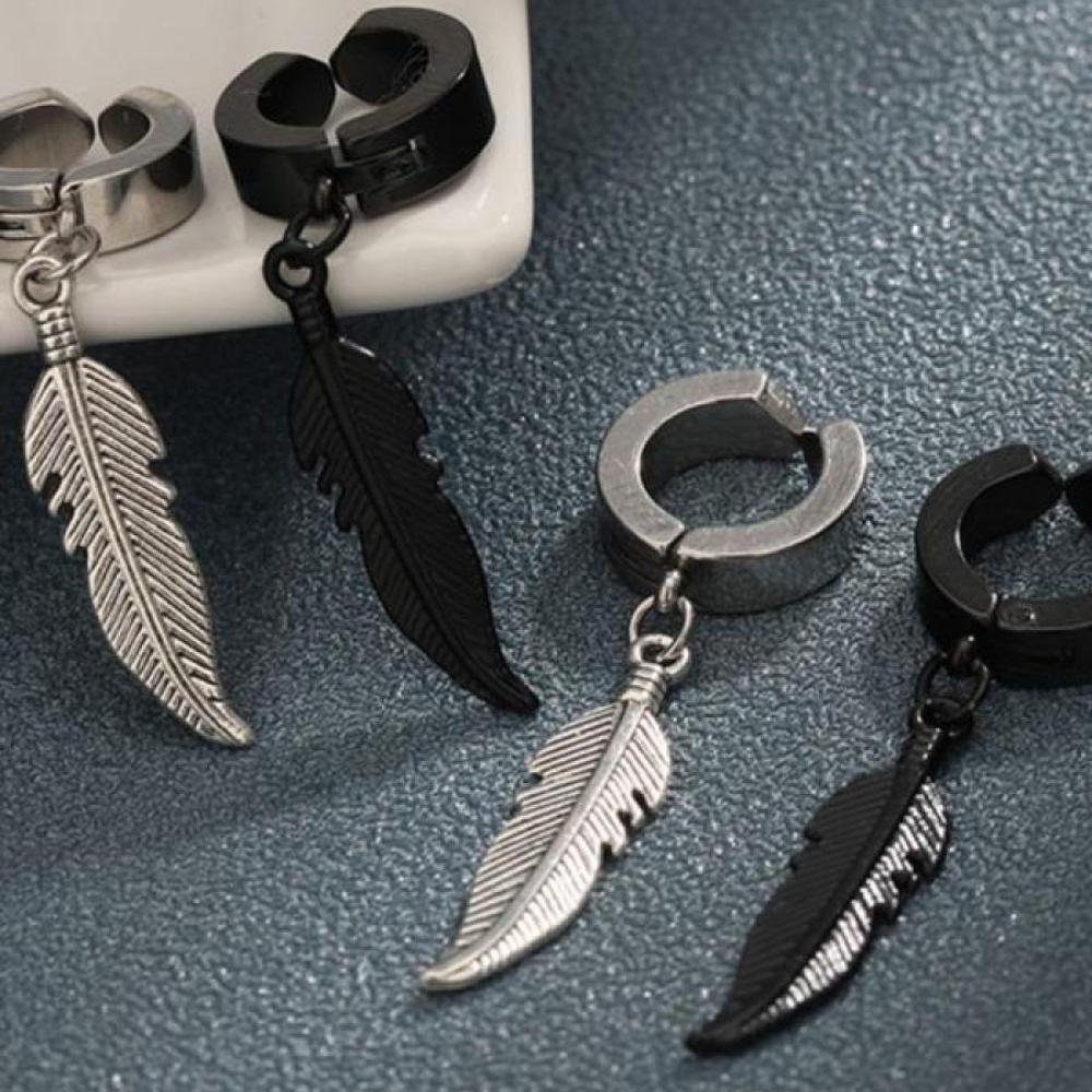 Punk Style Feather Design Dangle Earrings, 1 Count/ 1 Pair Fashionable Dangle Earrings for Men & Women for Party, Daily Decor, T